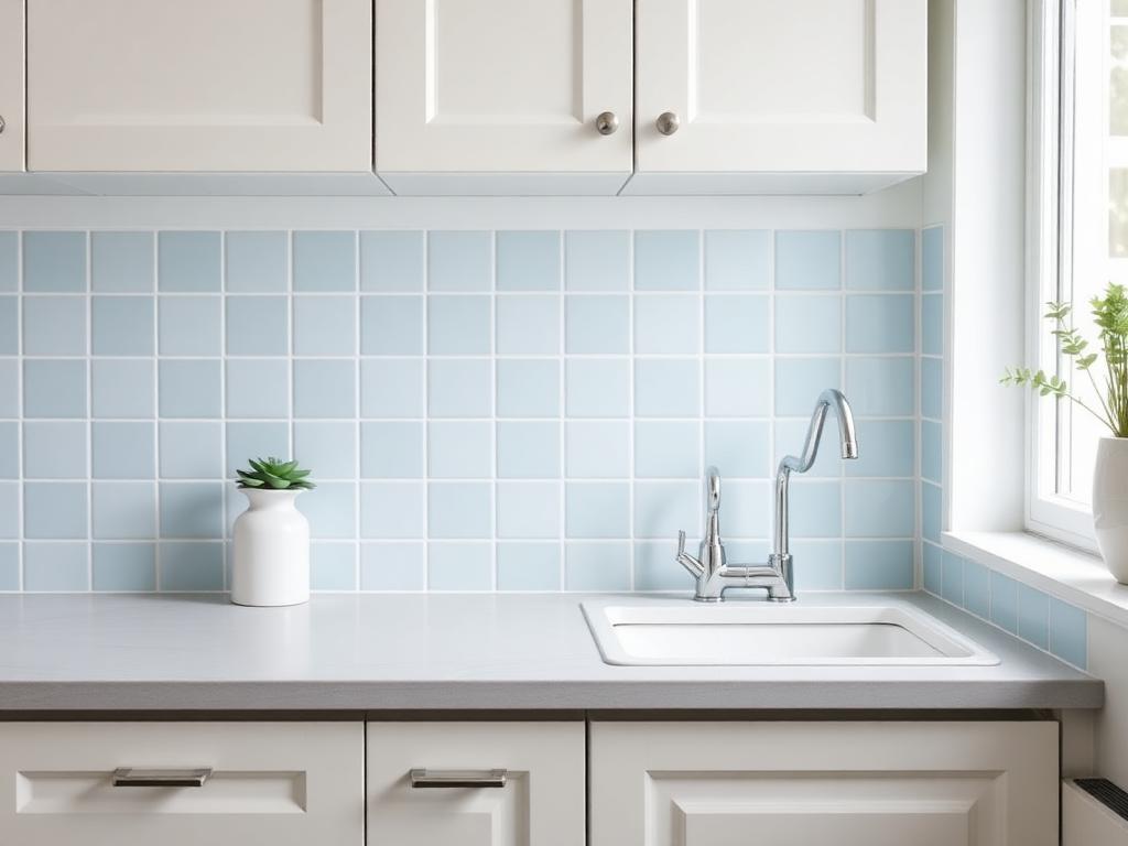 Spotless kitchen counter and sink after a recurring home cleaning